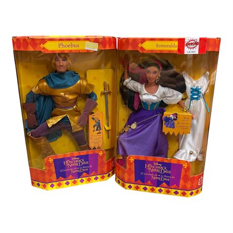 1995 Mattel Disney Hunchback Of Notre Dame Esmeralda & 1995 Phoebus Dolls