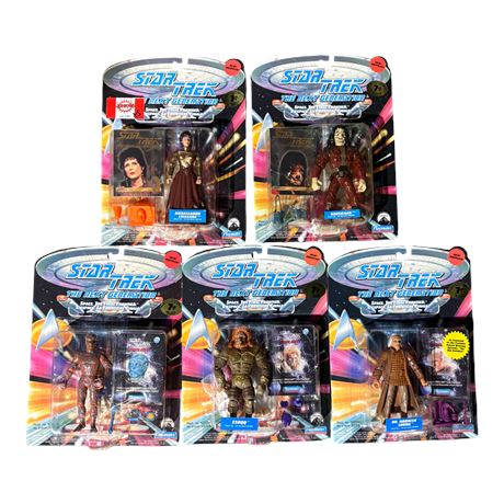 5 Playmates Star Trek Action Figures, In Original Blister Packs