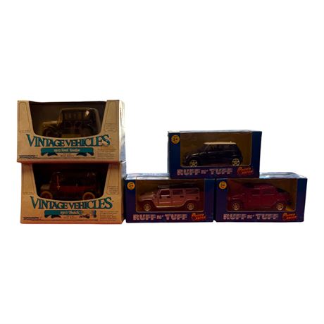 5 Die Cast Metal Cars, In Original Boxes