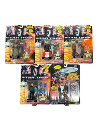 5 Playmates Star Trek Action Figures, In Original Blister Packs