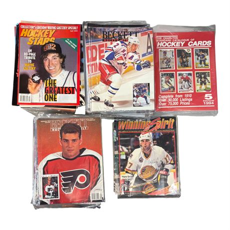 Large Assorted Of Vintage Hockey Books, Magazines, Price Guides, Etc..