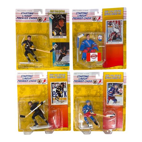 4 Kenner 1990S Starting Line Up Hockey Figures, In Original Blister Packs