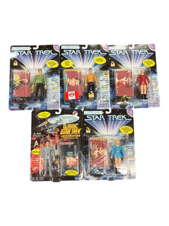 5 Playmates Star Trek Action Figures, In Original Blister Packs