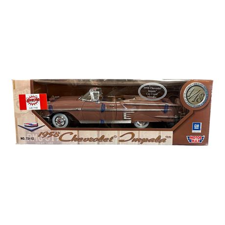 Motor Max 1:18 Die Cast Metal 1958 Chevrolet Impala, In Original Box