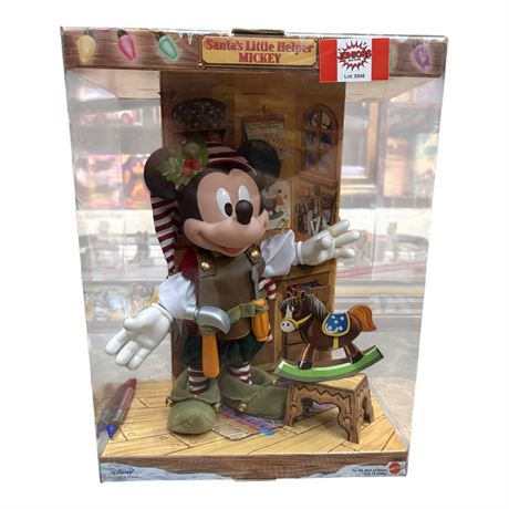 2001 Mattel Disney Santas Little Helper Mickey Mouse Doll, In Original Box