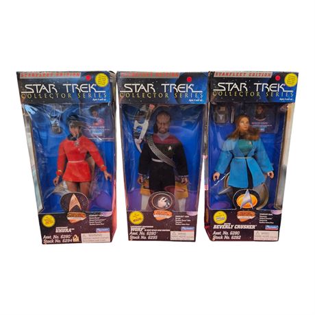 3 Vintage Star Trek Playmates Action Figures In Original Boxes