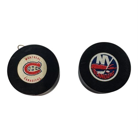 2 Vintage Hockey Yo-Yos, Montreal Canadians & New York Islanders