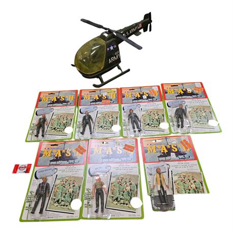 Complete Set Of 7 Vintage 1982 Tristar M.A.S.H. Action Figures & Helicopter