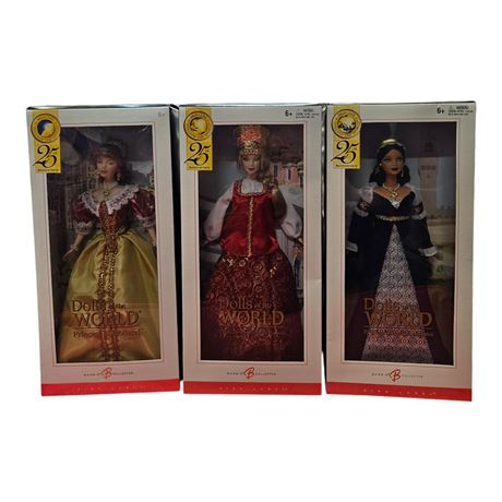 3 Sealed Vintage Mattel Dolls Of The World Barbies, In Original Boxes