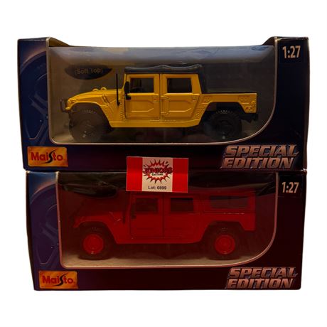 2 Maisto 1:27 Special Edition Die Cast Metal Hummers, In Original Boxes