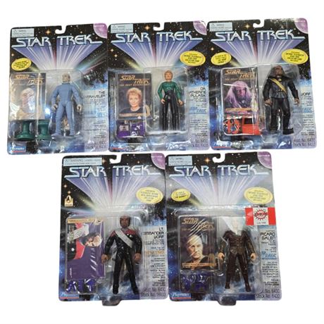 5 Playmates Star Trek Action Figures, In Original Blister Packs