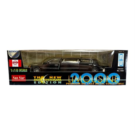 Sun Star 1:18 Die Cast Metal Lincoln 2000 Limousine, In Original Box