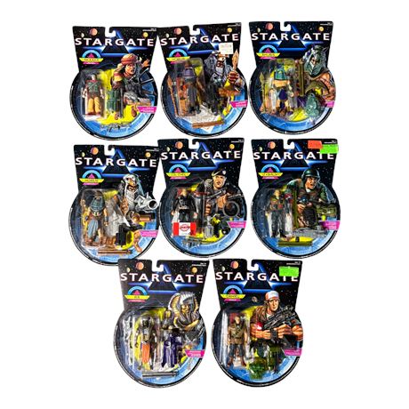 Complete Set of 8 Hasbro 1994 Stargate Action Figures, In Original Blister Packs