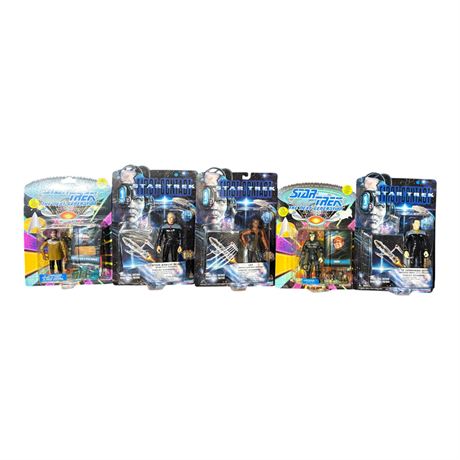 5 Playmates Star Trek Action Figures, In Original Blister Packs