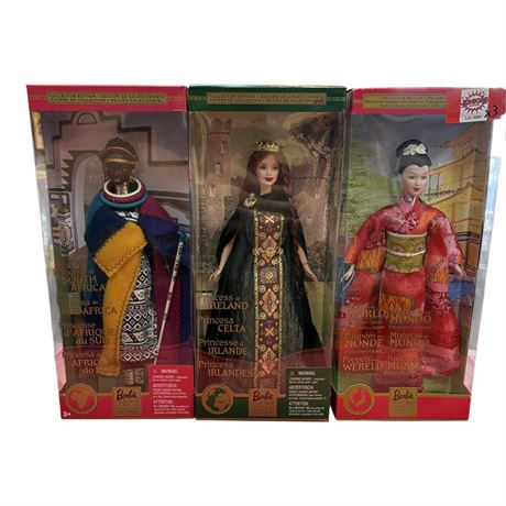 3 Vintage Mattel Dolls Of The World Barbies, In Original Boxes