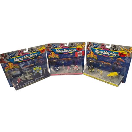 3 Galoob 1995 Mighty Morphin Power Rangers Micro Machines