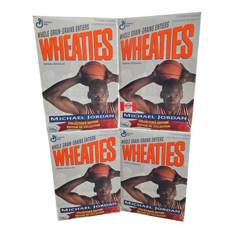 4 General Mills Whole Grain Wheaties Michael Jordan Cereal Boxes, Full