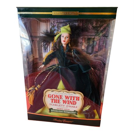 2001 Mattel Scarlett O'Hara Barbie, "The Drapery Dress" In Original Box