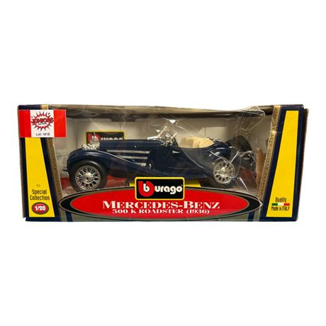 Burago 1:20 Die Cast Metal Mercedes Benz 500K Roadster 1936, In Original Box
