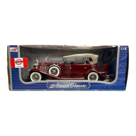 Anson 1:18 Die Cast Metal 1932 Cadillac Sport Phaeton, In Original Box