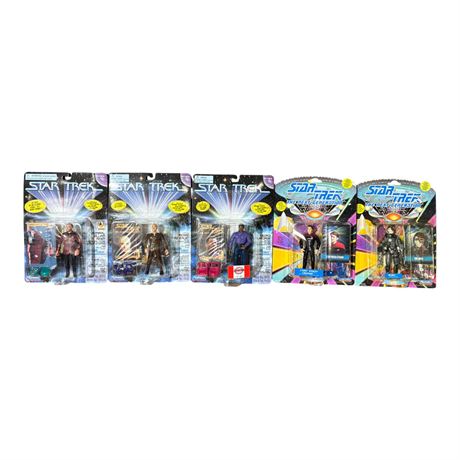5 Playmates Star Trek Action Figures, In Original Blister Packs
