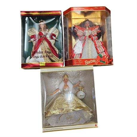 3 Vintage Mattel Holiday Barbies, In Original Boxes