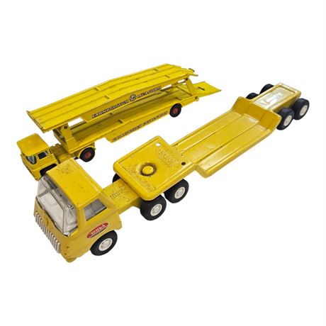 Vintage Metal Tonka Truck And Trailer & Matchbox Guy Warrior Car Transporter