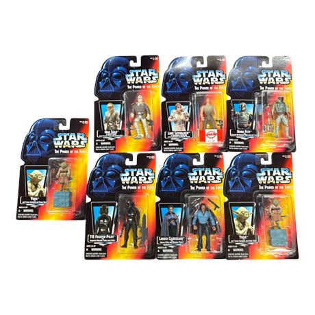 7 Star Wars Power Of The Force Action Figures In Original Blister Packs