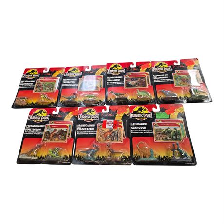 Vintage Complete Set Of 1993 Kenner Jurassic Park Diecast Metal Dinosaurs
