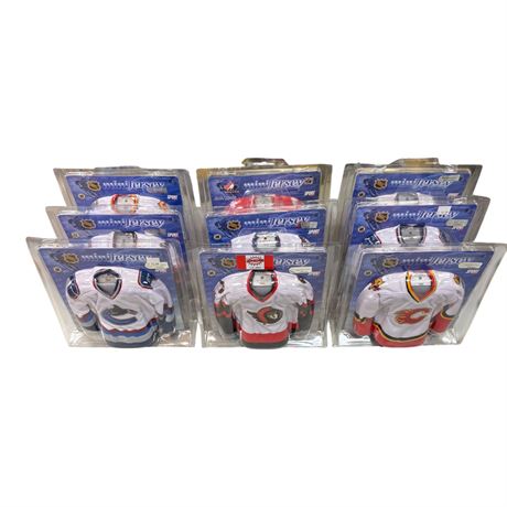 9 Nhl Mini Jerseys, In Original Blister Packs