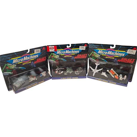 3 Galoob Micro Machines Space Galaxy Voyagers, In Original Blister Packs
