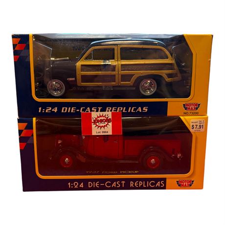 2 Motor Max 1:24 Die Cast Metal Cars, In Original Boxes
