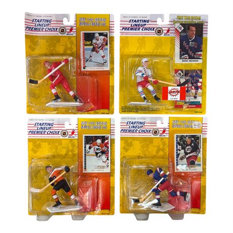 4 Kenner 1990S Starting Line Up Hockey Figures, In Original Blister Packs