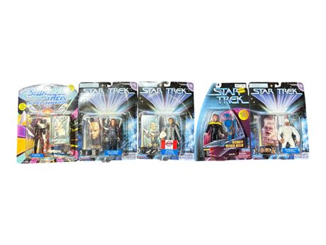 5 Playmates Star Trek Action Figures, In Original Blister Packs