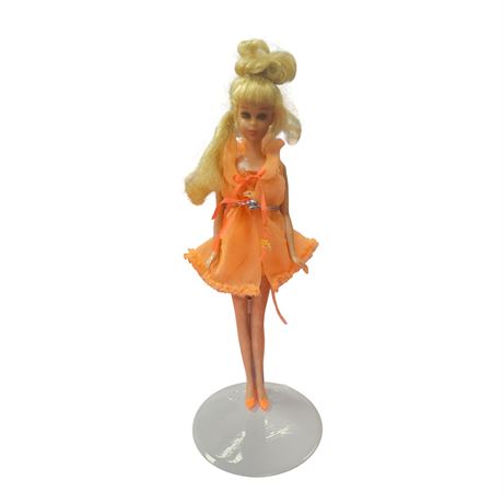 1966-1967 Francie Growing Hair Barbie In 1969 "Baby Doll Snooze" Chiffon Outfit