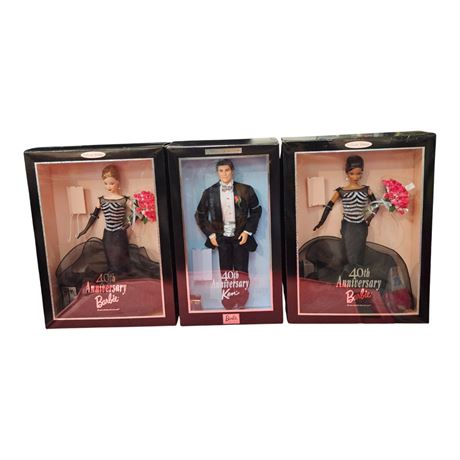 3 Vintage Mattel Anniversary Barbies, In Original Boxes
