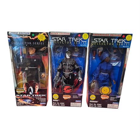 3 Vintage Star Trek Playmates Action Figures In Original Boxes
