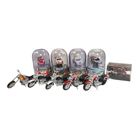 4 Super Mini Racing Cars & 6 Model Motorcycles