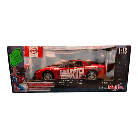 Maisto 1:18 Die Cast Metal Spiderman Corvette Z06, In Original Box