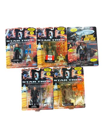 5 Playmates Star Trek Action Figures, In Original Blister Packs