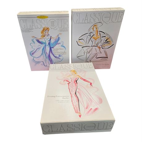 3 Vintage Mattel Classique Barbies, In Original Boxes