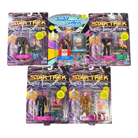5 Playmates Star Trek Action Figures, In Original Blister Packs