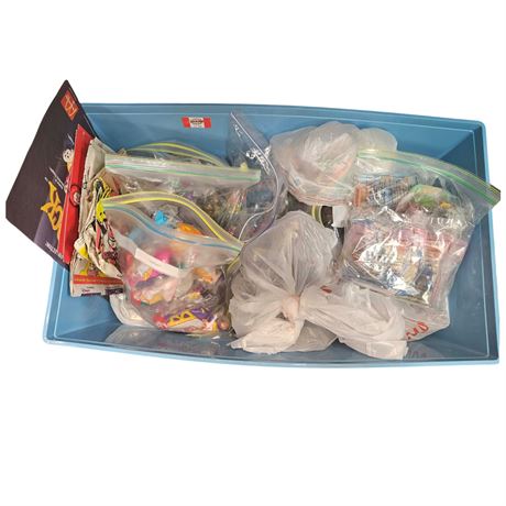 Large Tote Of COMPLETED Sets Of Happy Meal Toys & Advertisements