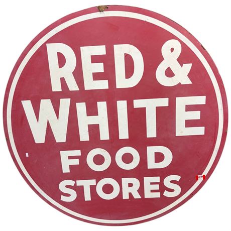 Vintage Red & White Food Stores Mason Board Sign