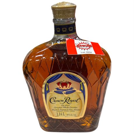 Sealed 1.14L Crown Royal Whiskey Bottle
