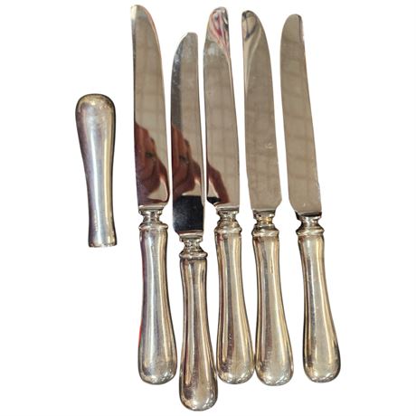 6 Sterling Silver Handled Butter Knives
