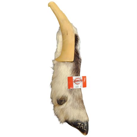 Custom Made Knife With Carved Goat Horn Handle & Goat Feet Sheath