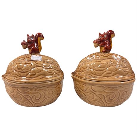 2 Vintage Squirrel Nut Dishes