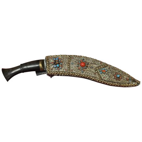 Vintage Nepalese Kukri Knife, With Jewel Sheath