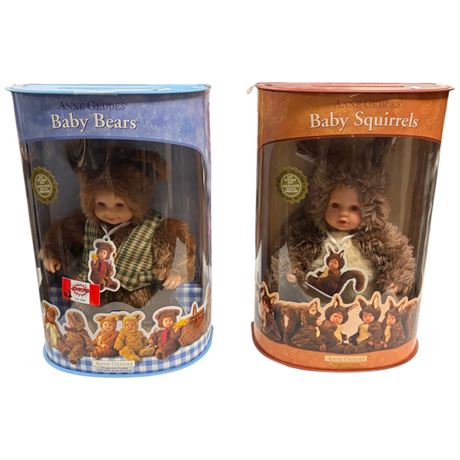 2 Vintage Anne Geddes, Squirrel & Bear
